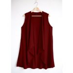 CLARA MAROON VEST LONG OUTER TANPA LENGAN BY BAYLEAF.ID