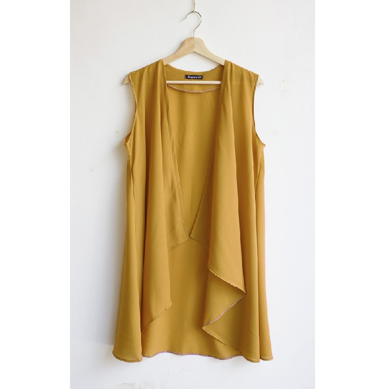 CLARA YELLOW VEST LONG OUTER TANPA LENGAN BY BAYLEAF.ID